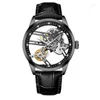 Montres-bracelets JINLERY Hollow Diamond Tourbillon Watch Special Skeleton Mechanical Hand Wind Luxury Wristwatch Steel Leather Sapphire Clock