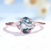 Solitaire Ring Kuololit Oval Natural Moss Agate Gemstone Rings for Women Solid 925 Sterling Silver Luxury Jewelry for Wedding Engagement Gift 231031