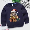 Herrtröjor tröjor god jul katt tryck barn hoodie jul flickor pojkar tröjor länge ärm huvtröja roliga syskon kläder xmas pullover l231101