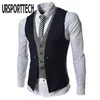 Herenvesten nep tweedelige blazer mannen met één borste casual v-neck persoonlijkheid Slim fit jas zakelijke jas 230331