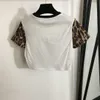 2024 Summer Casual T shirt Designer Clothes Women Letter T Shirt New leopard-print short sleeve patchwork print short crop T-shirt sexy suit white Black Large size S-XL