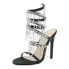 Sandals Summer Women's High-heeled Snake-shaped Wrapped Crystal Pendant One-line Strap Shoes Versatile