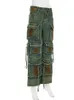Kadınlar jeans Deat Kadın Denim Pantolon Yıkama Gradyan Kravat Boyası Yeşil Çoklu Cep Retro Gevşek Tam Uzunluk 2023 Sonbahar Moda 29L3410 231101