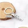 Nyckelringar Funky Lettering Student Key Rings School Bus Tack för Kee Me Safe Women Men Keychain Jewelry Friend Gift Drop Delivery Dhakl