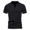 T-shirts pour hommes Hommes Soild T-shirt Mode Col V profond Chemise à manches courtes Coton Élastique Bottoming Petit Stand Up Pull Tee pour hommes