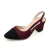 Geklede Schoenen Dames Dames Mode Klassiek Tweekleurig Slingback Blok Mid Heel Court