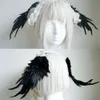 Ani Halloween Death Devil Magic Witch Headwear Gothic Dark Angels Wing Embroidered Hair Clip Cosplay Multiple Wear cosplay