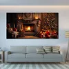 Canvas Poster Photo Picture Print Cozy Room at Christmas Time Framed for New House Bedroom Wall Decor Gift