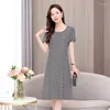Casual Kleider Elegant Midi Für Frauen 2023 Kurzarm Sommer Sommerkleider Für Frauen Mittleren Alters Hohe Qualität Koreanisch