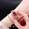 Wristwatches Watch For Women Women's Watches Wine Barrels Square Full Diamond Bracelet Set With Diamonds Fashionable