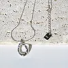 Ciondoli Moda Argento Sterling 925 Semplice Anello Cerchio Collana con ciondolo punk geometrico per le donne Ragazza Gioielli Dropship all'ingrosso