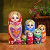 Bebekler 10 PCS Rusça Yuvalama Bebekleri Yığın Kit Matryoshka Oyuncak Renkli İstifleme Bebekler 231031