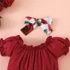Clothing Sets 2023-01-13 Lioraitiin 0-24M Toddler Girls 3Pcs Summer Outfit Solid Color Short Sleeve Tops Floral Shorts With Belt Headband