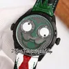 TWF V4S Japon NH35A Montre automatique pour homme Konstantin Chaykin Phase de lune Joker Cadran vert DLC Boîtier en acier noir Bracelet en cuir noir 2023 Super Edition Montres d'éternité