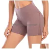 Pantaloncini da yoga da donna Pantaloni Fitness Corsa da strada Estate Splicing netto Sensazione di nudo fuori Vita alta Traspirante Vendita Consegna di goccia Dh8Yo