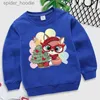 Herrtröjor tröjor jul räv träd tryck hoodies barn mode xmas pullover långärmad tröja flickor pojkar roliga tecknade jul hoodie toppar l231101