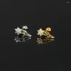 Stud Oorbellen 2 stks Koreaanse Tragus Piercing Studs Voor Vrouwen Zirkoon Bloem Met Blad Trendy Oor Lichaam Sieraden 128