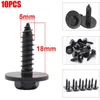 New 10Pcs J35 Universal Self Tapping Tapper Screw And Washer 5 x 18 mm Black 8mm Hex Head Self Tapping Tapper Screws For BMW Bens