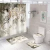 Rideaux de douche 3D impression numérique fleurs rideau de douche imperméable salle de bain rideaux coloré rideau de douche ensemble tapis de bain tapis R231101