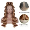 Honey Blonde Body Wave Perruques en dentelle pour les femmes noires Perruque en dentelle blonde au gingembre synthétique pré-plumée avec des cheveux de bébé 180% Densité Wigsfactory direct