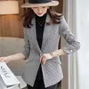 Damespakken mode casual vrouwen blazer en jas lange mouwen dames zakelijk werk dragen elegante kantooruniforme stijl grijs