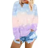 Sudaderas con Capucha para Mujer Elegante Cuello Redondo Suave Casual Básico Suelto Sudadera para Mujer Tie Dye Estampado Señoras Otoño Primavera Manga Larga Jersey Color