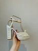 ドレスシューズパールプラットフォームサンダル女性オープンラインストーンダイヤモンドスクエアハイヒールシューズウーマンセクシーな結婚式の靴231101