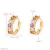 Hoop oorbellen luxe koper vergulde echt goud ingelegd met kleurrijke zirkoon C -vormige glanzende juwelen met dames bruidsaccessoires