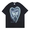 T-shirts voor heren Fairy Print Heart Graffiti paar T-shirts zomer o-neck gezellige casual tops High Street Harajuku streetwear