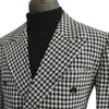 Heren Jassen Houndstooth Alleen Lange Blazer Suits Slim Fit Knappe Bruidegom Smoking voor Bruiloft Prom Diner Formele Jas 231101