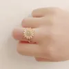 Bagues de cluster MFY Exquis Spinning Rotatif Tournesol En Forme D'ouverture Bague Fidget Spinner CZ Strass Pour Femmes Bijoux De Mariage