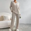 Vêtements de gymnastique pour femmes, mode décontractée, pantalon droit, ample, col en V, ensemble tricoté, veste courte formelle, Yoga, bavoir de neige, 2023