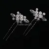 Nya Pearl Flower Hair Pins Forks Clips For Women Crystal Hairpins Bridal Wedding Bride Headpiece Brudtärna Hårtillbehör