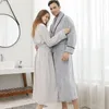 Women's Sleepwear Plus Size Thickened Warm Kimono Bathrobe Gown Winter Couple Flannel Long Robe Loose Coral Fleece Home Wear Lounge