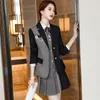 Two Piece Dress Fashion Grey Blazer Women Business Suits 2 Skirt And Jacket Sets Office Ladies Work Uniform OL Style