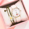 Armbandsur Sweet Style Women Small Cherry Watches Designer Daisy Armband Fashion Ladies Quartz