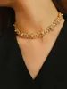 Chokers Brass Vintage Colorful Beads Cutout Chain Choker Necklace Women Jewelry Punk Designer Runway Gown Boho Japan Korean 231101