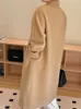 Wełniane mieszanki wełny 101801 Classic Camel Cashmere Coat 101801 Woodsowe płaszcz wełny jesiennej i zimowej 231031