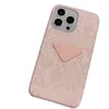 Designer Phone case Triangle letters iPhone 15 14 13 Pro Max 12 Mini 11 Xs XR Plus Fashion printed leather rear cover case Pink phone case with box