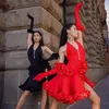 Stage Wear Latin Dance Autumn/Winter Style Temperament Dress With Wave Lace Samba Rumba Female Adult Professional Apparel