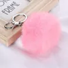 키 체인 Jinse 8cm 모피 키 체인 볼 Llaveros Mujer Fluffy Pom Silver Color Keychain Car Bag Ring