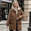 Mulheres para baixo parkas 2023 inverno jaqueta de algodão feminino solto engrossar quente falso casaco de duas peças longo senhoras zíper 231031