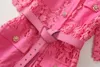 Robe en dentelle rose Sexy découpe 2023 mode nouveau Style tempérament célébrité taille délicate enveloppé robe résistante S-XL