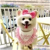 Vêtements de chien Vêtements de chien Ins Anniversaire Saliva Serviette Épingle à cheveux Costume Partie Triangle Écharpe Chat Dentelle Bavoir Pographique Props Présent Drop Livraison DHPBO