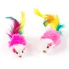 Cute Mini Soft Fleece False Mouse Cat Toys Colorful Feather Funny Playing Training Toys For Cats Kitten Puppy Pet Supplies Wholesale