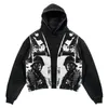 Hoodies masculinos com capuz estilo punk gótico crânio impressão retro moda solta ajuste tendência pulôver y2k colheita topo moletom