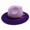 Wide Brim Hats Bucket Gradient Fedoras Hat Women Men Love Belt Unisex High Quality Fashion Church Panama Woolen Jazz Cap 231101