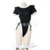 Ani escola estudante preto bodycon maiô traje anime menina apertado collant bodysuit roupa de banho uniforme lingerie cosplay cosplay