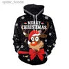 Herrtröjor tröjor höst och vinter jul hoodie 3d tryck jultomten huvtröjor tröjor gata trend fritid tröjor huvtröjor kvinnor kappa l231