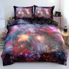 Conjuntos de cama Luxo Galaxy Dark Blue Set Twin Full Queen King Size DuvetQuilt Capa Brilhante Estrelas Estrelado Céu Consolador 231101